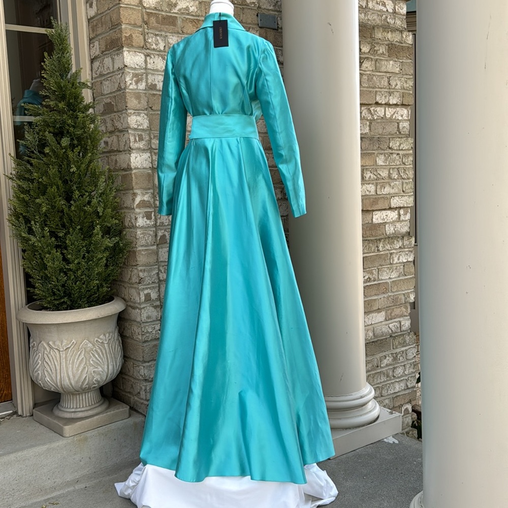 Rasario Silk Turquoise Evening Gown / Mother of Bride Gown - Picture 2 of 16